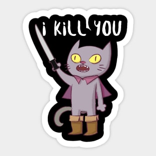 Funny Cat with Knife Cat Lovers Sticker